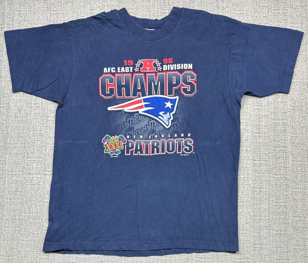 Vintage New England Patriots Shirt Mens XL NFL Football 1996 AFC Champs Salem